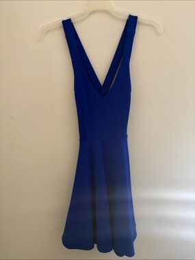 Lulu's Cobalt Blue V-Neck Sleeveless Fit & Flare Dress